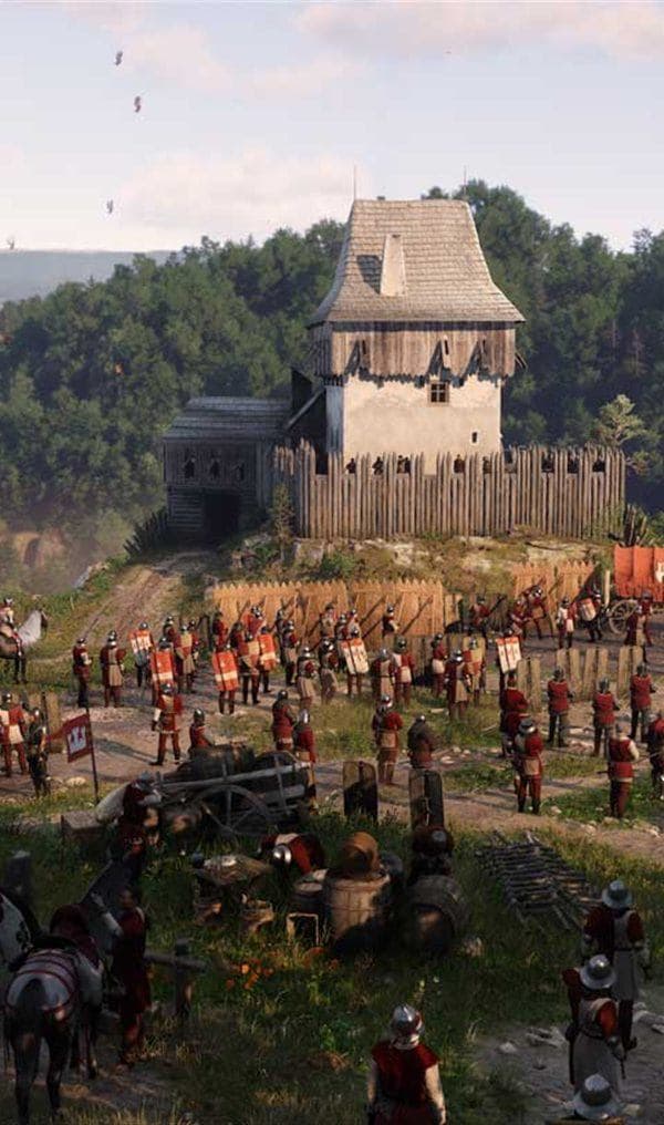 Armies with banners before battle